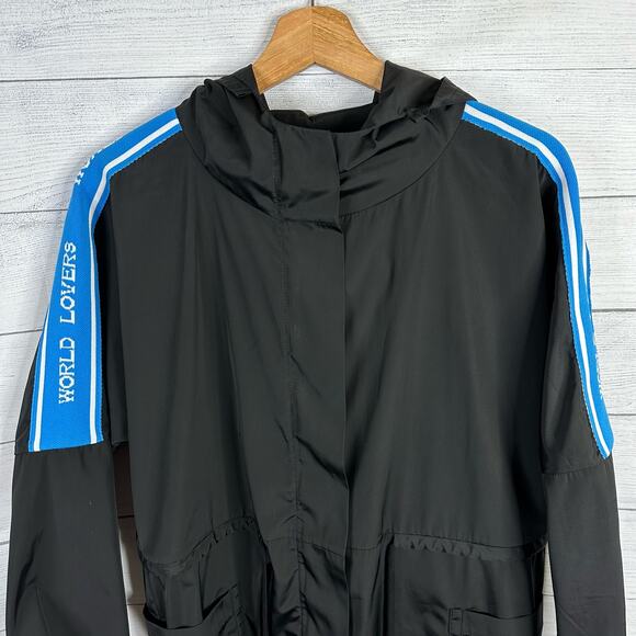 Sandro Paris Size 36 Small World Lovers Black Shell Mario Jacket Black - Picture 4 of 12